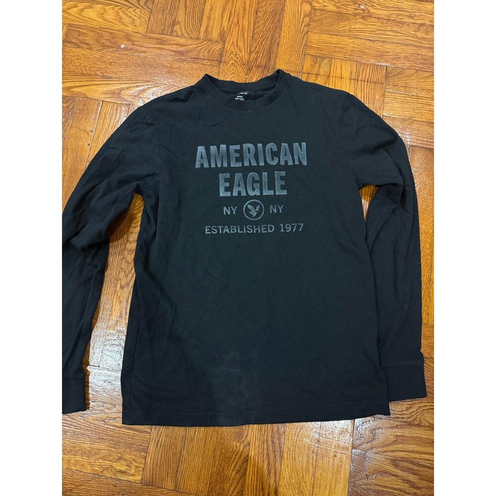 Black AE Long Sleeve Logo Graphic T-Shirt. American Eagle.small Soft Cotton